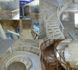 اجرا و نصب انواع نرده و دسته نرده و کف پله چوبی