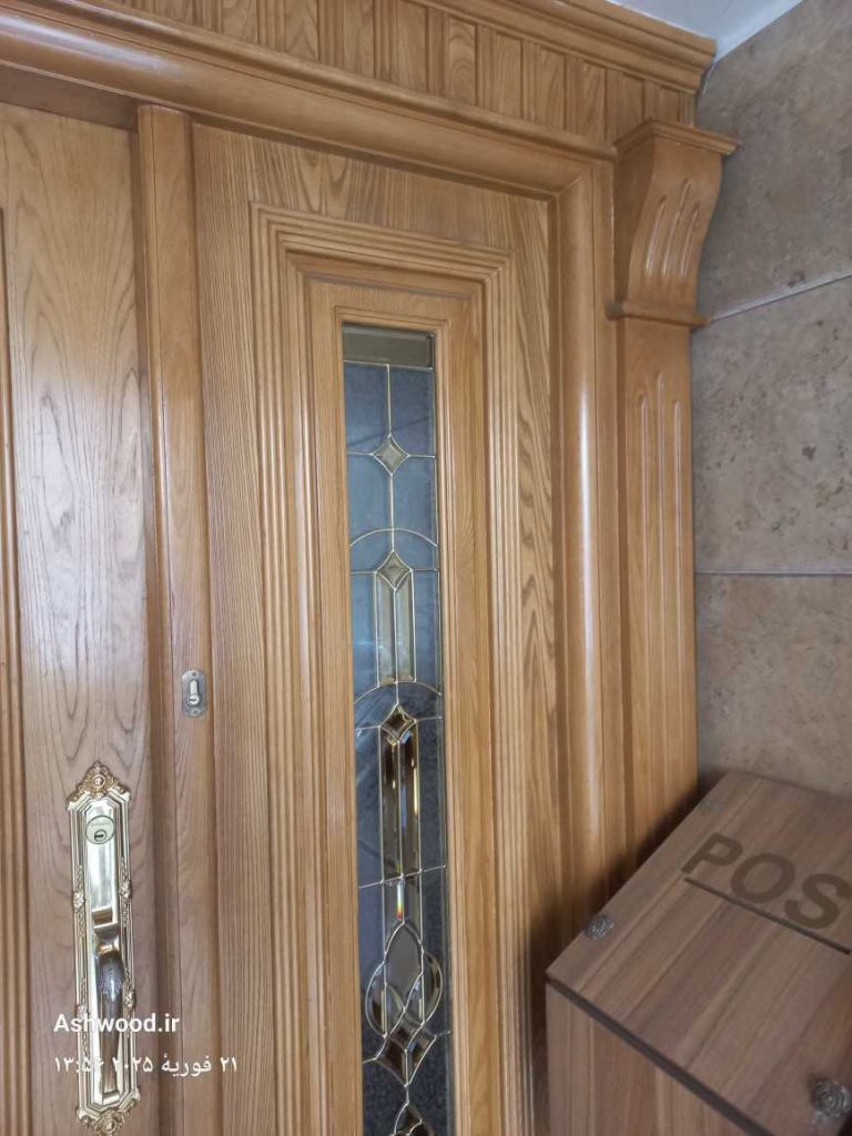 درب ورودی ساختمان تمام چوب بلوط