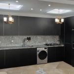 ساخت کابینت آشپزخانه سفید و سیاه مدرن و لوکس