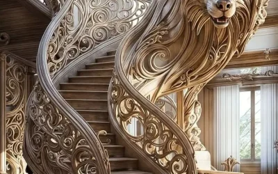 پلههای چوبی لوکس: مجسمههایی کاربردی برای دکوراسیون لاکچری