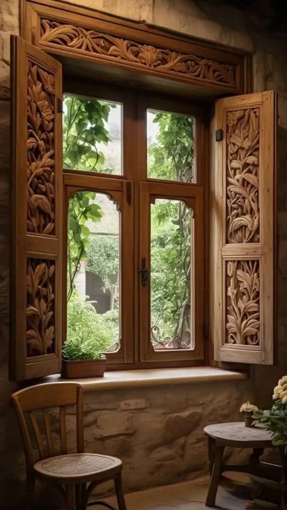 سبک منبت روی درب سنتی