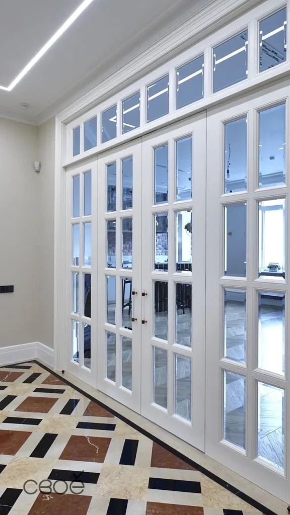 جداسازی پذیرایی با درب شیشه خور فرانسوی چوبی