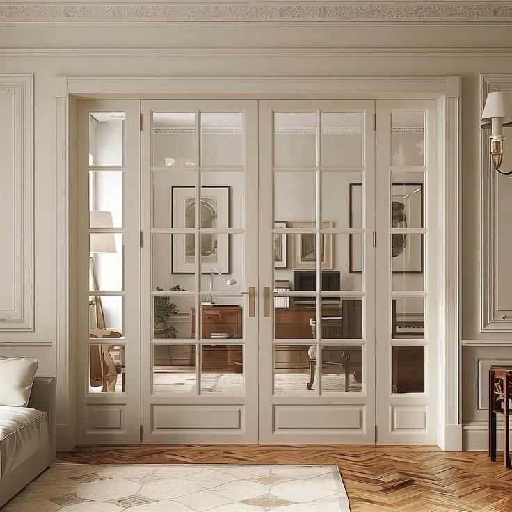 جداسازی پذیرایی با درب شیشه خور فرانسوی چوبی