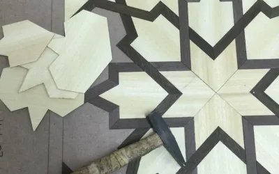 نرده چوبی مدرن هندسی؛ وقتی پله‌ها اثر هنری می‌شوند