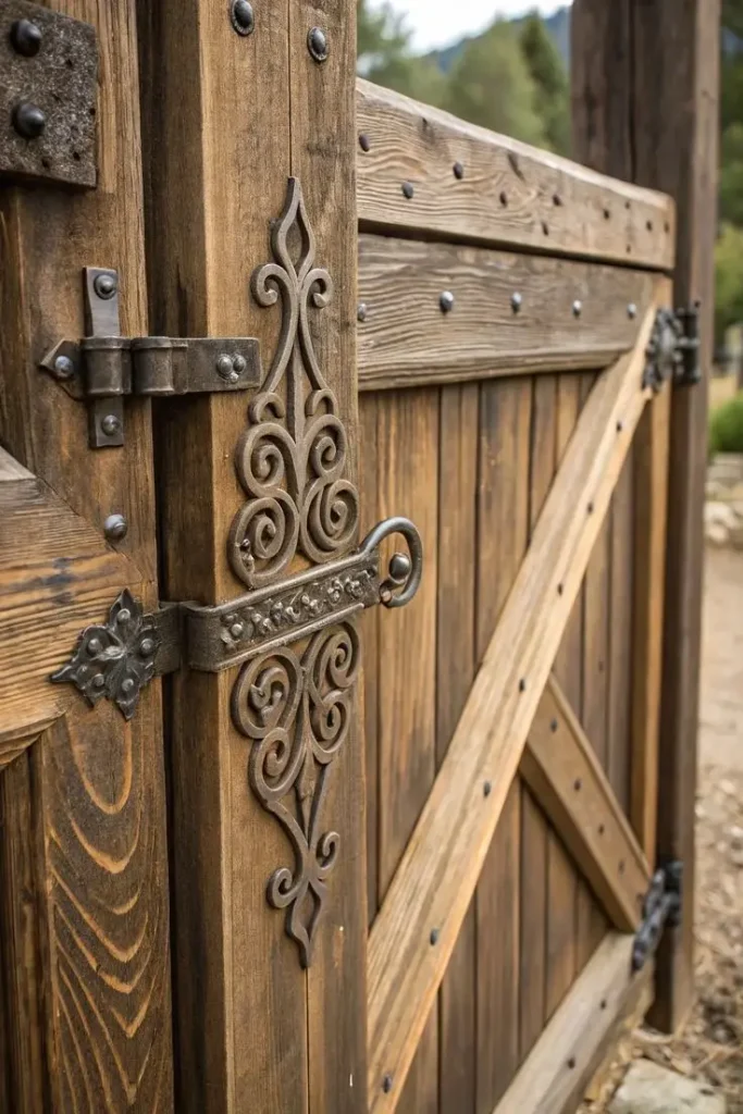 دروازه عابر پیاده چوبی و فرفورژه