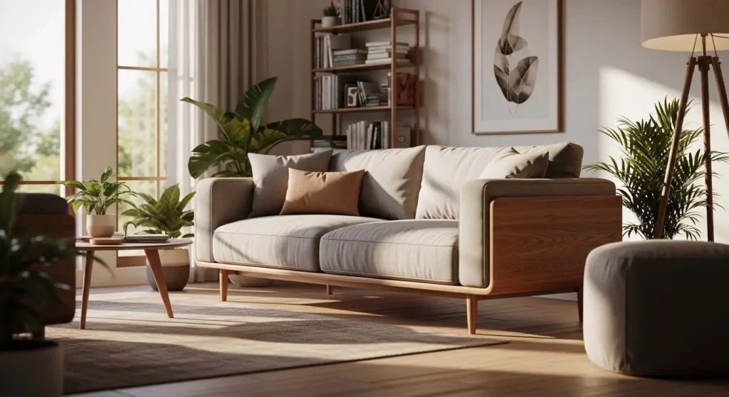 مبل راحتی مدرن با جزئیات چوبی، سفارشی سازی صنایع چوب فن و هنر، کارگاه کمرد