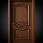 درب کلاسیک تمام چوب سفارشی با منبتکاری ظریف – صنایع چوب فن و هنر