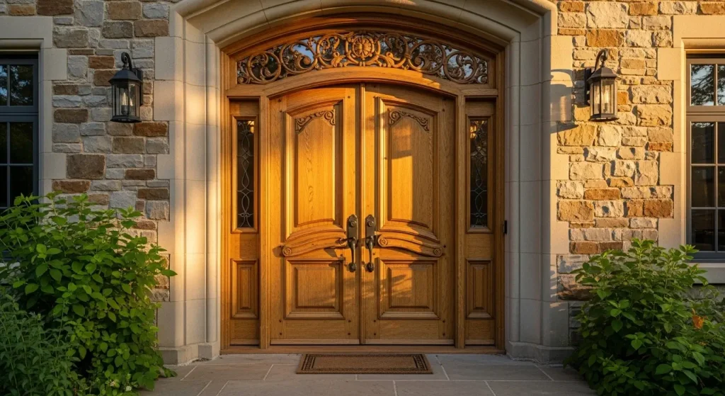 درب ورودی بلوط تمام چوب سفارشی صنایع چوب فن و هنر