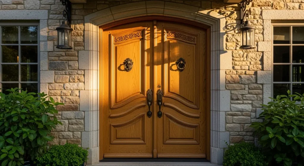 درب ورودی بلوط تمام چوب سفارشی صنایع چوب فن و هنر