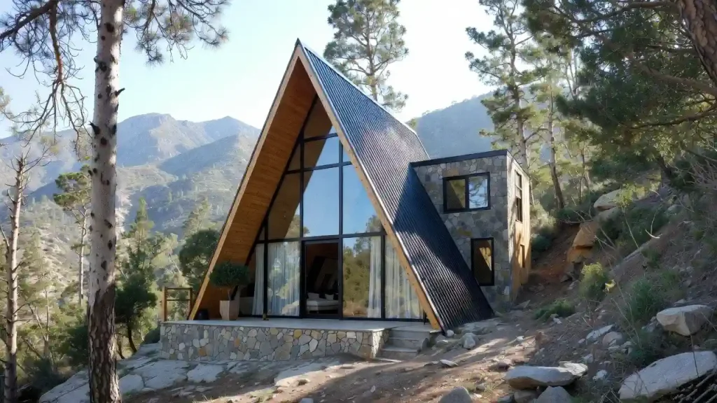 کلبه چوبی A-Frame مدرن در دماوند با طراحی سفارشی و اجرای چوبی استاندارد