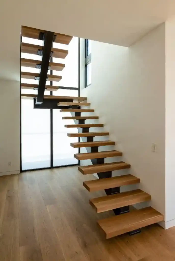 اجرای پله چوبی معلق با طراحی مدرن و متریال استاندارد