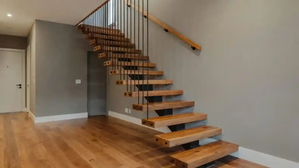 اجرای پله چوبی معلق با طراحی مدرن و متریال استاندارد