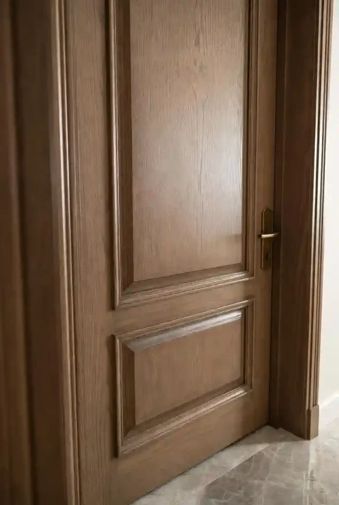 درب تمام چوب کلاسیک ساخته‌شده به‌صورت سفارشی در کارگاه ما با طراحی کلاسیک و متریال استاندارد