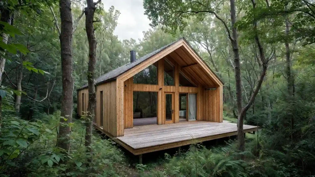 کلبه چوبی ساخته‌شده در کتالم با طراحی سفارشی و چوب مقاوم
