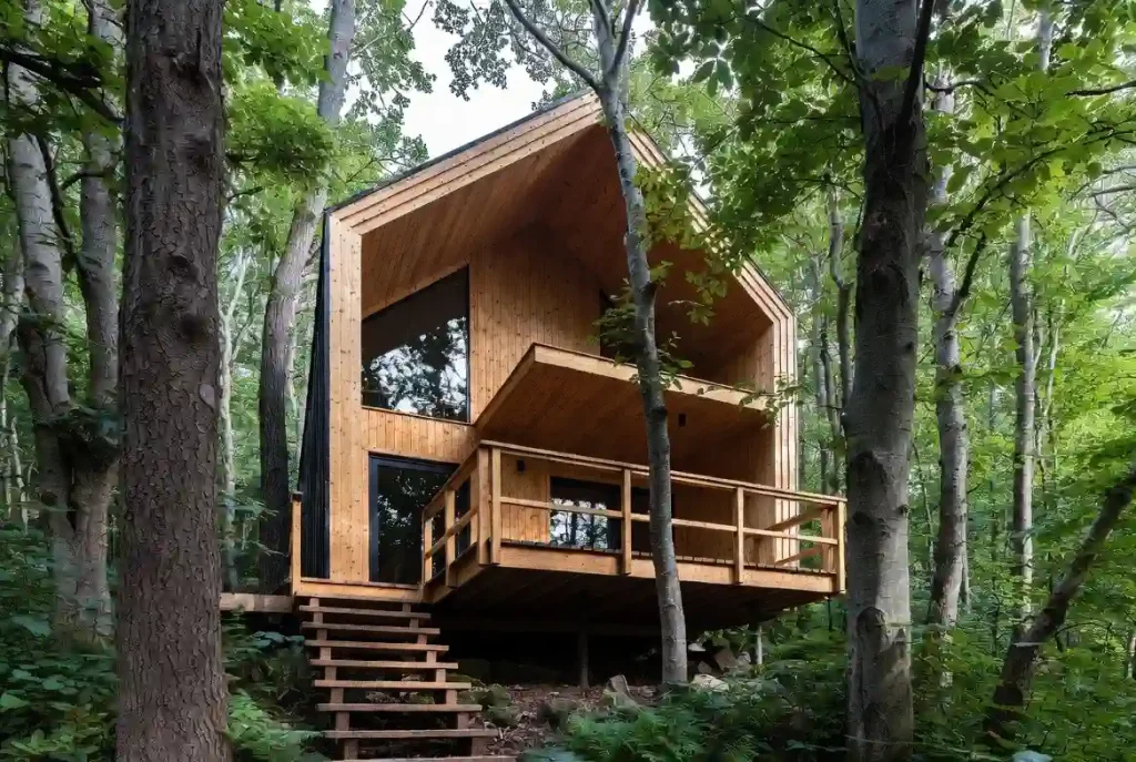 کلبه چوبی ساخته‌شده در کتالم با طراحی سفارشی و چوب مقاوم