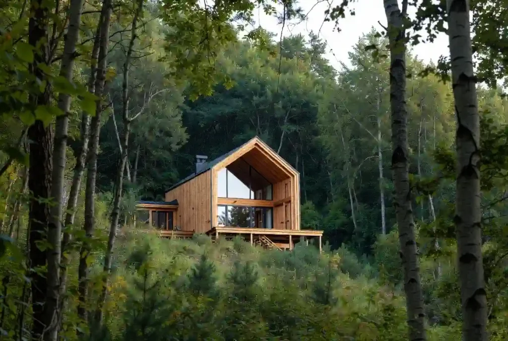 کلبه چوبی ساخته‌شده در کتالم با طراحی سفارشی و چوب مقاوم