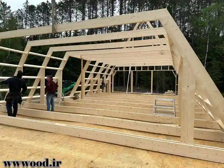 اجرای اسکلت تمام چوب A-Frame در چالوس و مراحل ساخت سازه