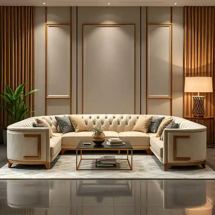 مبل با طراحی مدرن، اسکلت چوب چندلایه استاندارد و رویه مقاوم