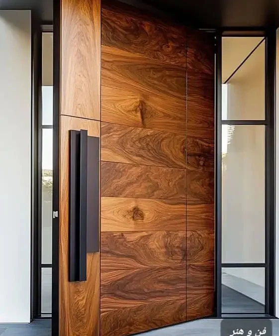 درب پیوت و درب پارکینگ با نمای چوب