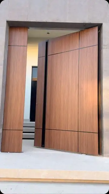 درب پیوت و درب پارکینگ با نمای چوب