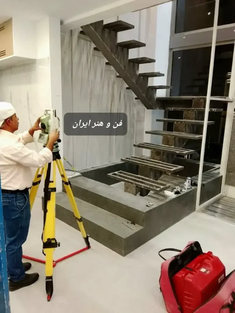 نقشه برداری پله. و نرده شیشه ای