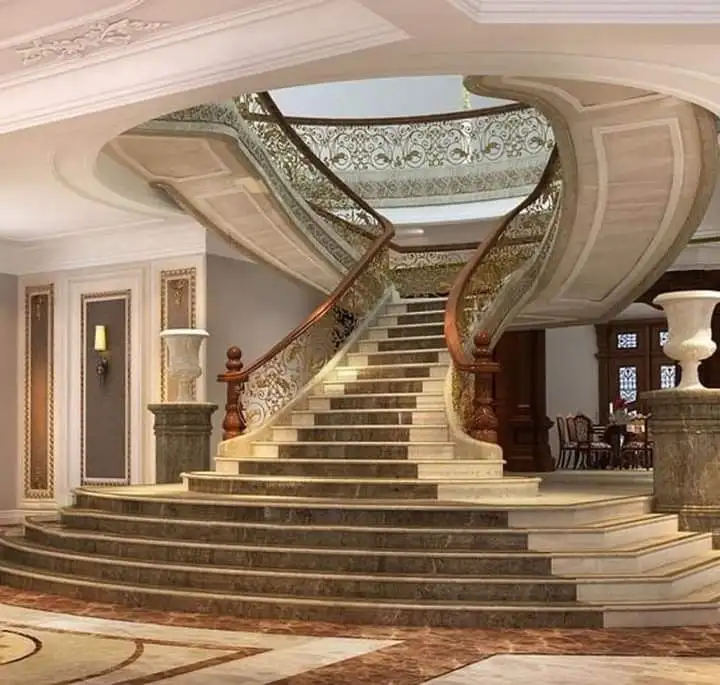 ساخت و اجرای حرفه‌ای پله‌های دو طرفه با سه بازو و پاگرد وسط