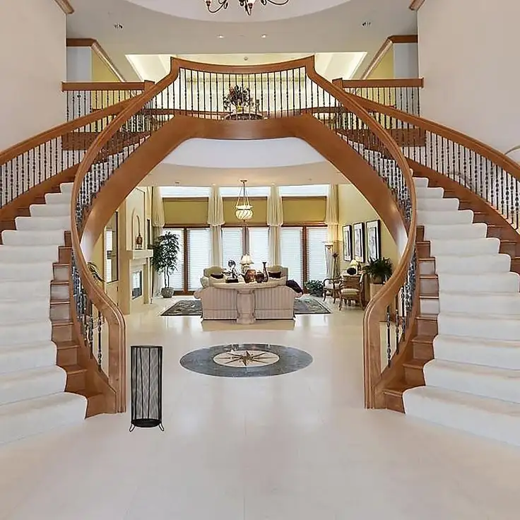 ساخت و اجرای حرفه‌ای پله‌های دو طرفه با سه بازو و پاگرد وسط