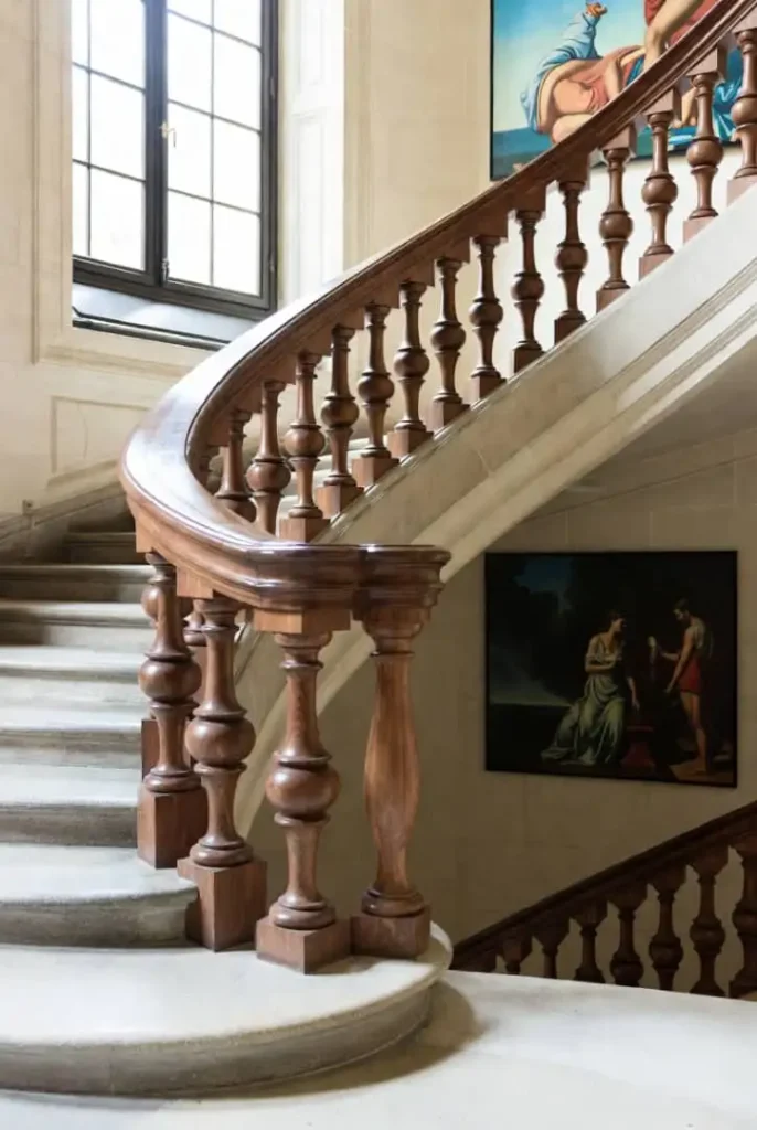 ساخت و اجرای حرفه‌ای پله‌های دو طرفه با سه بازو و پاگرد وسط