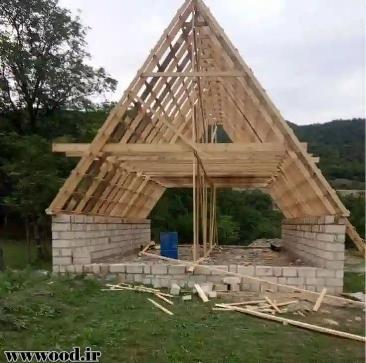 اجرای اسکلت تمام چوب A-Frame در چالوس و مراحل ساخت سازه