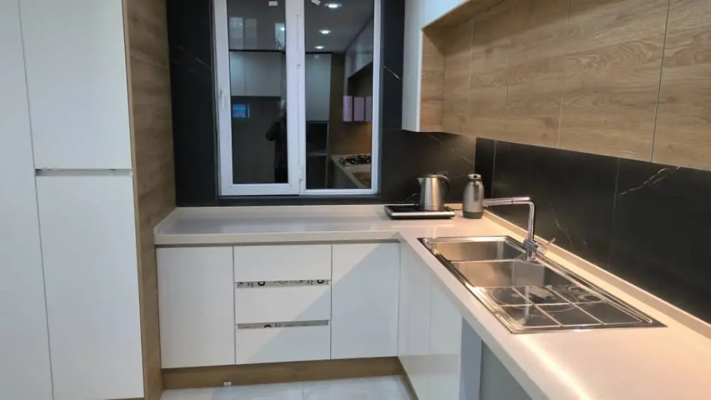 نمونه کار کابینت ،درب ریلی، درب چوبی روکش بلوط