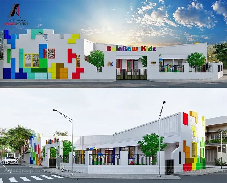 طراحی و ساخت احجام سه بعدی در دیزاین نمای مهد کودک و دبستان