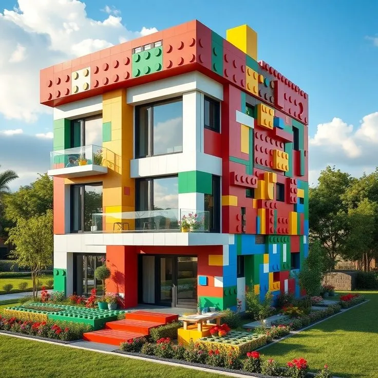 طراحی و ساخت احجام سه بعدی در دیزاین نمای مهد کودک و دبستان