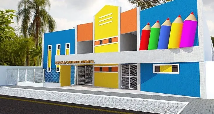 طراحی و ساخت احجام سه بعدی در دیزاین نمای مهد کودک و دبستان