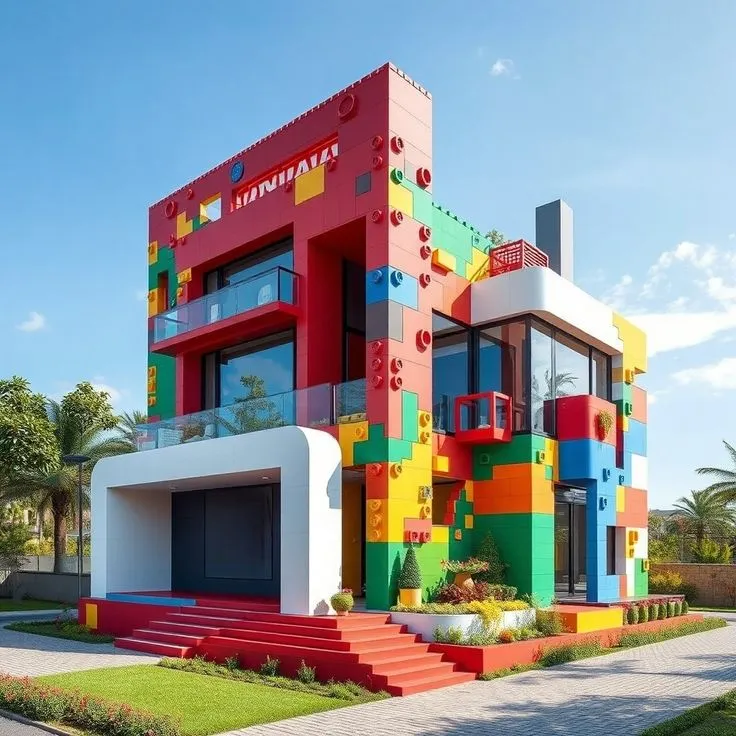 طراحی و ساخت احجام سه بعدی در دیزاین نمای مهد کودک و دبستان