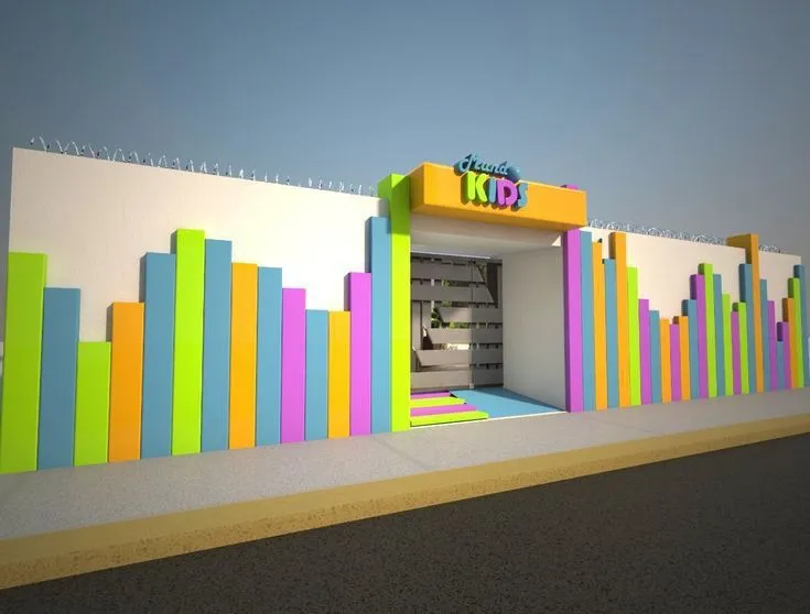 طراحی و ساخت احجام سه بعدی در دیزاین نمای مهد کودک و دبستان